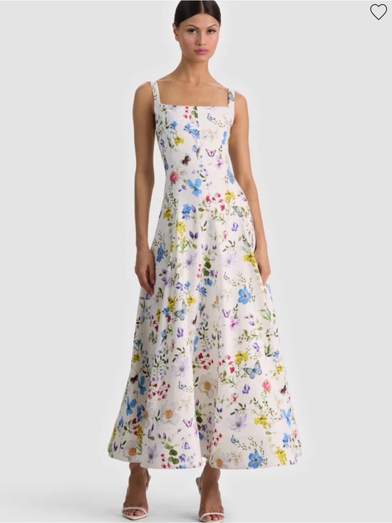 Alice + Olivia Dresses & Skirts - Alice + Olivia Cream Square-Neck Maxi Dress with Multicolor Floral Print